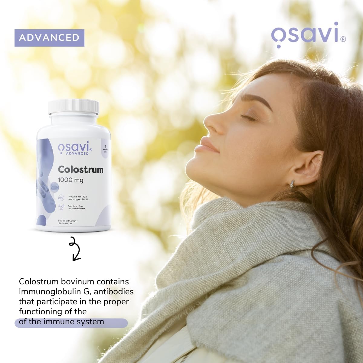 Osavi Colostrum 1000mg – 120 Capsules | High–Potency Colostrum Bovine with 30% Immunoglobulins G | Sourced from Holstein–Friesian Cows | GMO–Free : Amazon.co.uk: Health & Personal Care