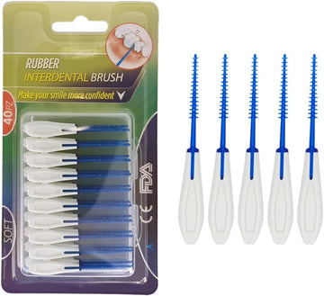 Boulton Interdental Brushes – Pack Of 40 | Wire-Free Interdental Sticks For Teeth Clean Oral Hygiene Tooth Floss | Silicone Dental Picks Toothpick Toothbrushes Teeth Brushes (Green - 0.8Mm To 1.2Mm)