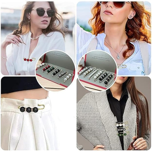 Fashion Pearl Brooch Set – Double Faux Pearl Safety Pins for Sweater Shawl Clip, Waist Pants Extender, Cardigan Pin Brooches (13/18/20 Pcs Sets)