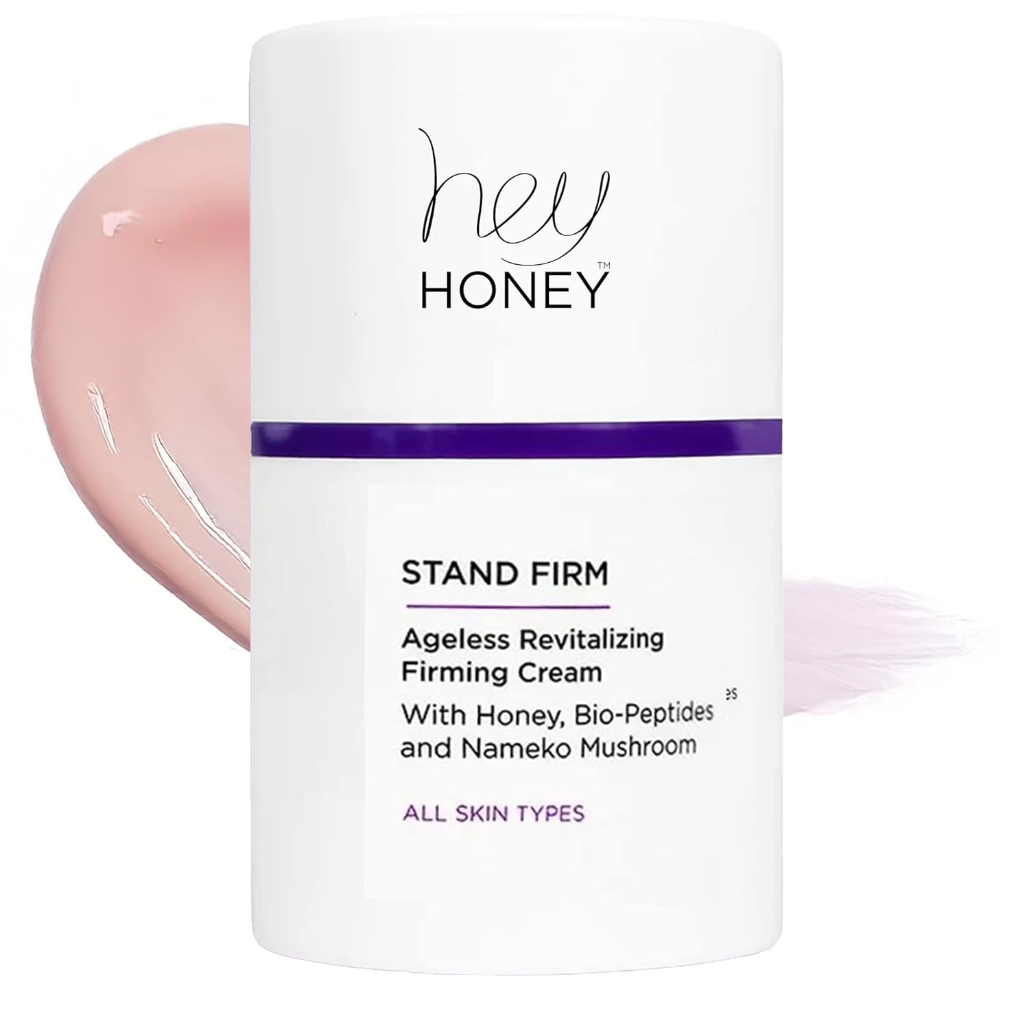 Hey Honey Stand Firm Peptide Face Cream | Instant Firming & Long-Term Anti-Aging | Honey & Nemeko Mushroom For Hydration & Wrinkle Reduction | 1 Oz