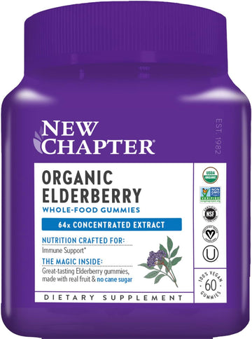 New Chapter Elderberry Gummies For Adults & Kids (2+), Usda Organic 64X Concentrated Elderberry For Immune Support, Great-Tasting Whole-Food Gummies, Vegan & Non-Gmo - 60 Ct