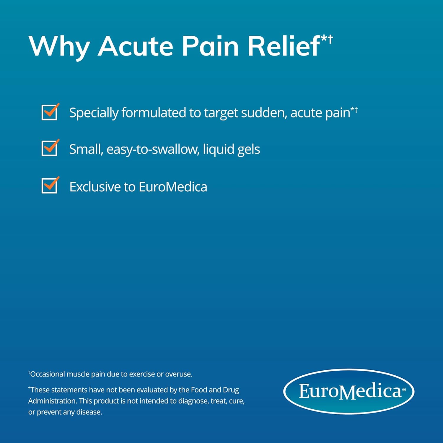 EuroMedica Triple Action Acute Pain Relief - 60 Liquid Gels - with Curcumin & Boswellia - Non-GMO - 30 Servings : Health & Household