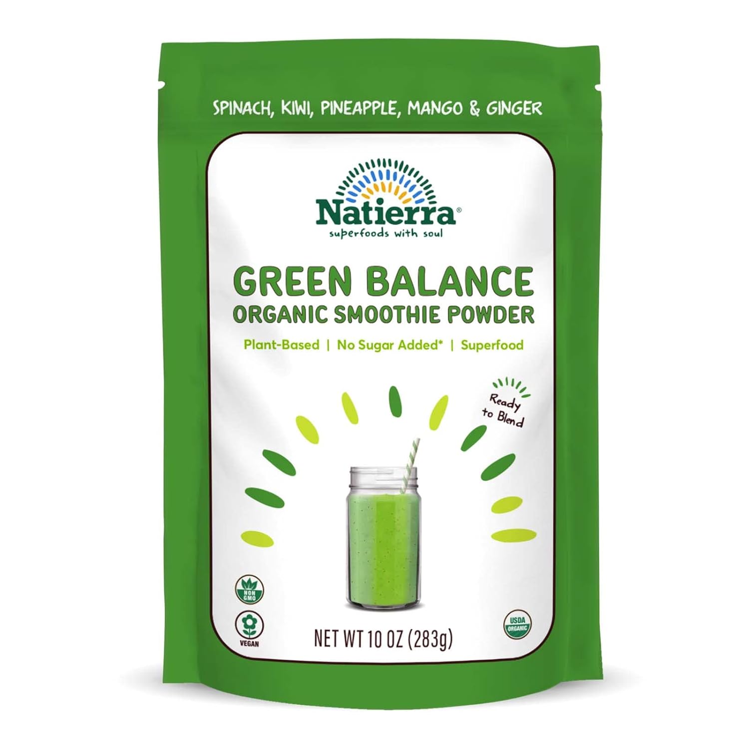 NATIERRA Green Balance Organic Smoothie Powder | USDA Organic, Vegan & Non-GMO | 10 oz Bag