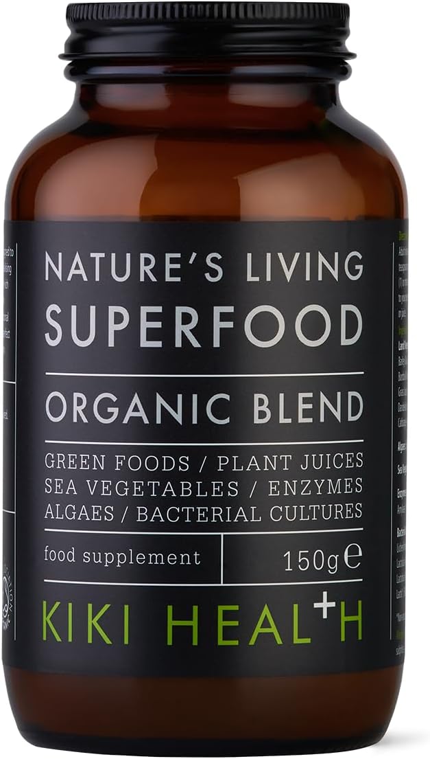 Kiki Health Nature'S Living Superfood Powder - Immune System Support Blend Of Raw Green Foods & Plant Juices - Contains 36 Alkalising Ingredients -Gluten Free, Suitable For Vegetarians & Vegans 150G