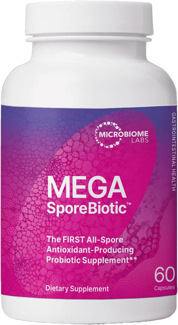 Microbiome Labs Megasporebiotic Probiotics For Digestive Health - Mens & Womens Probiotic Nutritional Supplements With Spore Based Bacillus Coagulans & Bacillus Subtilis For Gut Health (60 Capsules)