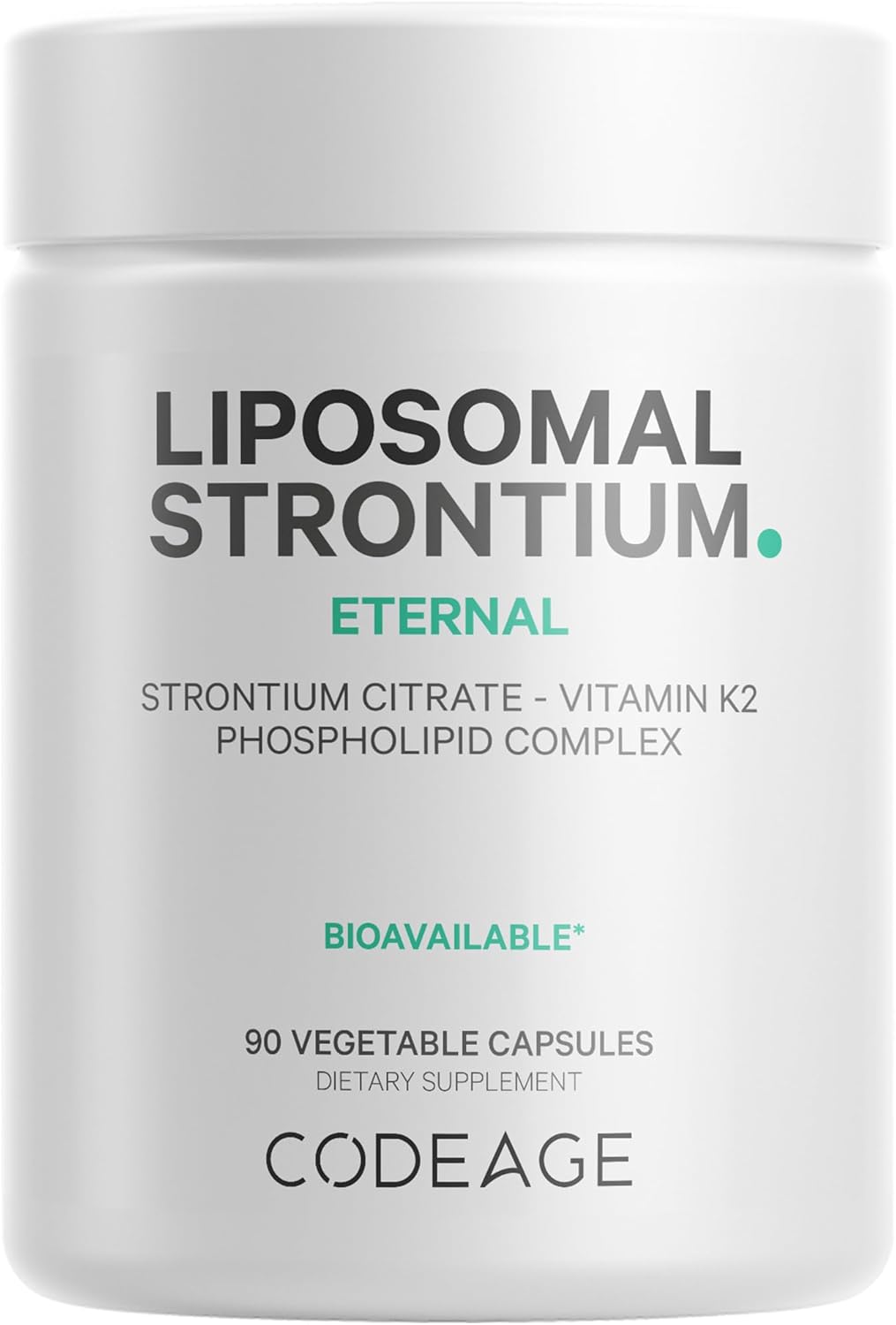 Codeage Liposomal Strontium Supplement - Enhanced With Vitamin K2 Mk-7 - Bone & Cardiovascular Health Support - Liposomal For Bioavailability - Non-Gmo, Gluten-Free - 90 Capsules