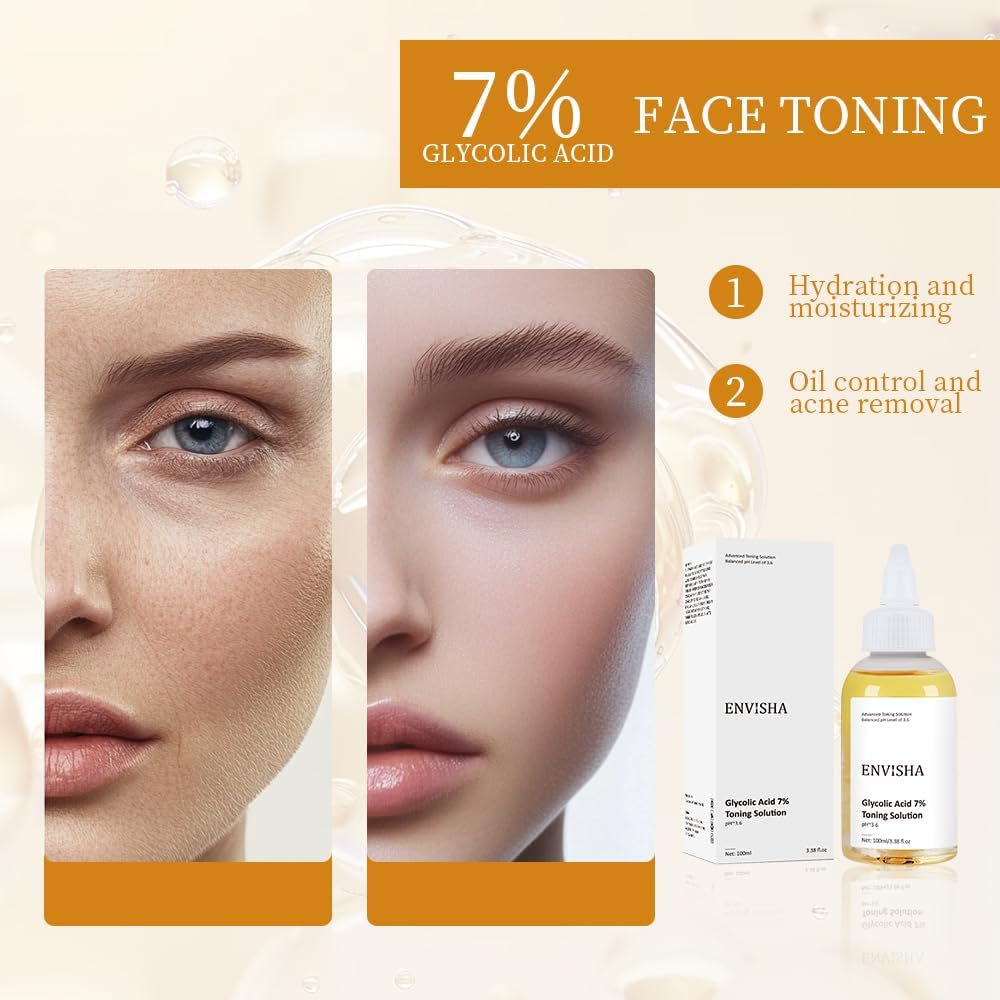 7% Glycolic Acid Toner Moisturizes The Skin, Is Gentle And Non-Irritating, Rich In Glycolic Acid And Aloe Vera, Brightening The Skin, Can Be Used By Both Men And Women : Beauty & Personal Care