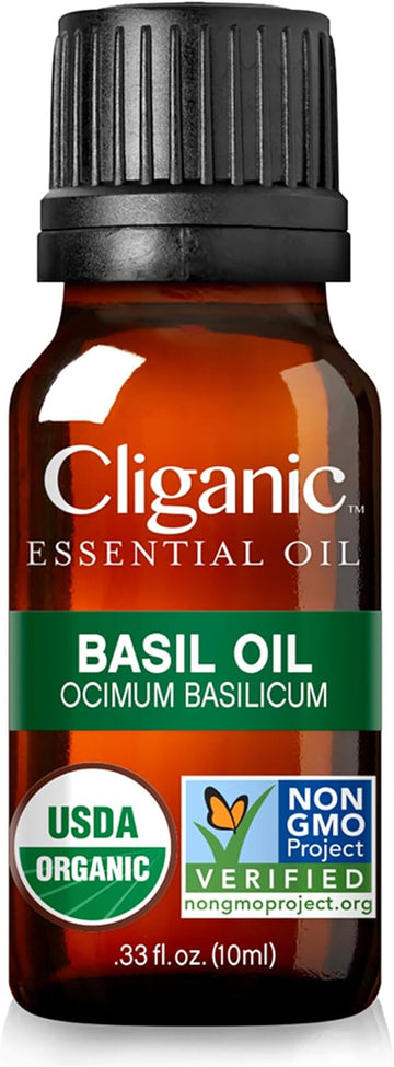 Cliganic Organic Basil Essential Oil, 100% Pure Natural For Aromatherapy | Non-Gmo Verified