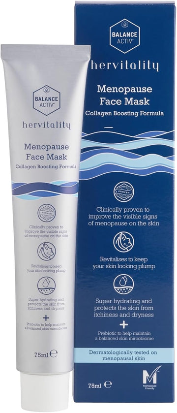 Balance Activ, Hervitality Menopause Face Mask, Collagen Boosting Formula, Clinically Proven To Improve Menopausal Skin Changes, For Tired Skin, 75Ml, 1 Pack