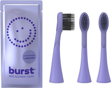 BURST Toothbrush Heads - Genuine BURST Electric Toothbrush Replacement Heads for BURST Sonic Toothbrush – Ultra Soft Bristles for Deep Clean, Stain & Plaque Removal - 3-Pack, Lavender