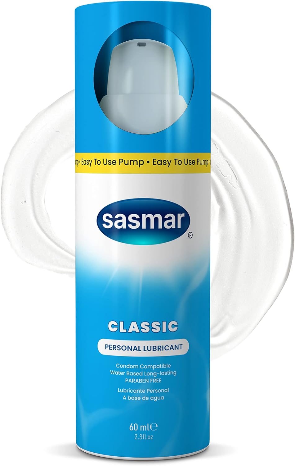 Sasmar Water-Based Personal Lubricant for Men and women, Long-lasting Pleasure, Toy-Friendly & Condom Safe, Paraben-Free, No Residue Lube, 2.3 oz : Health & Household