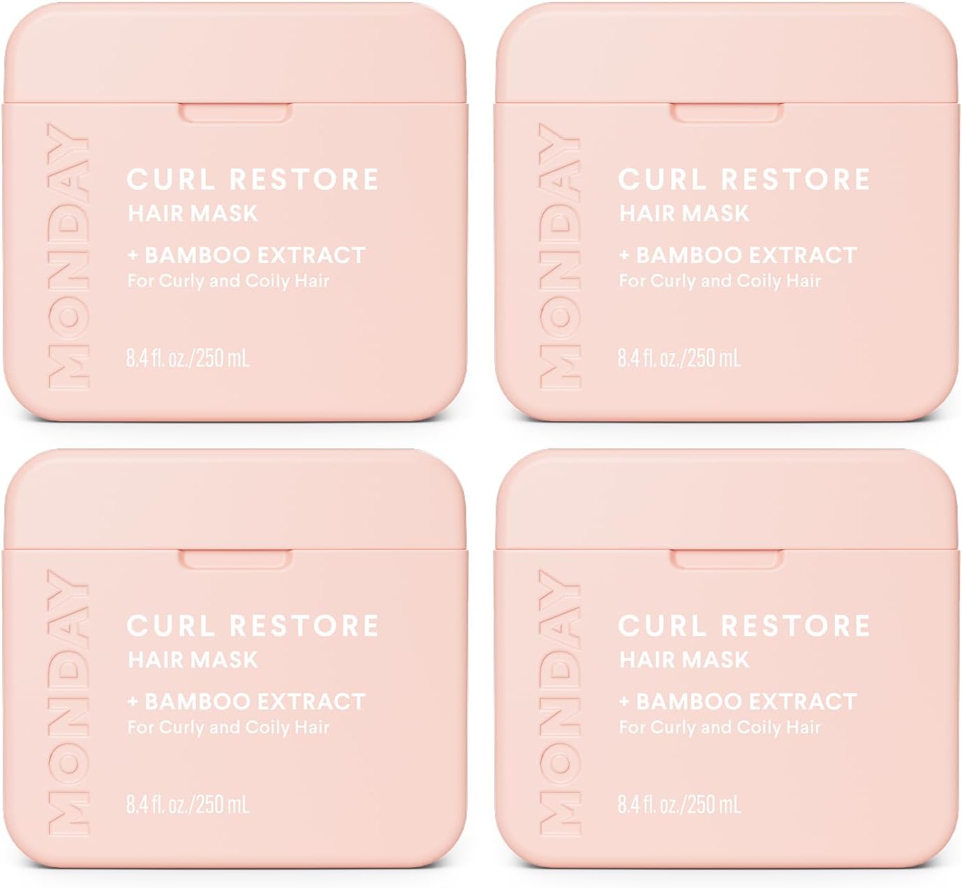 Monday Haircare 4 X 250 Ml Anti-Frizz Hair Mask With Shea Butter, Jojoba, Almond & Coconut Oil For Frizz-Prone Hair