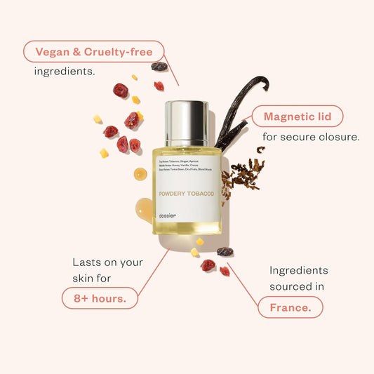 Dossier - Powdery Tobacco -Eau De Parfum - Inspired By T.Ford Tobacco Vanille - Perfume Luxury - Pure Infused - For Men - Fragrance 1,70Z (Spray 50Ml)