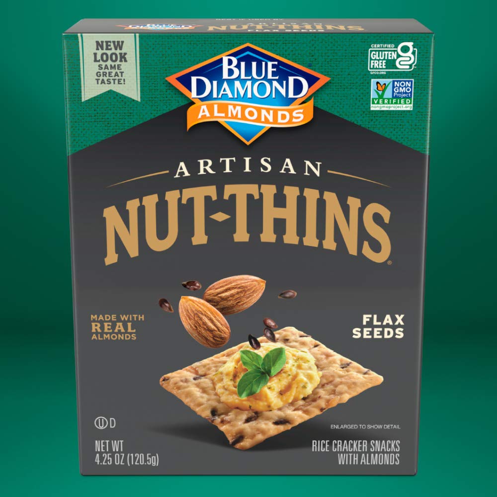 Blue Diamond Almond Artisan Nut Thins Cracker Crisps, Flax Seeds, 4.25 Ounce