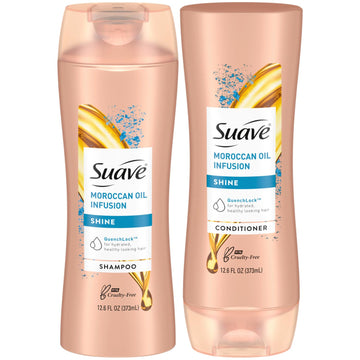 Suave Shampoo and Conditioner Set, Moroccan Oil Infusion, Shine – Moroccan Oil Treatment Shampoo & Conditioner for Damaged Dry Hair, Argan Oil for Healthy, Shiny Hair, 12.6 Oz Ea (2 Piece Set)