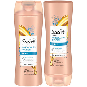 Suave Moroccan Oil Infusion Shampoo & Conditioner Set - Argan Oil For Damaged, Dry Hair, Shine & Healthy Locks, 12.6 Oz (2 Pieces)