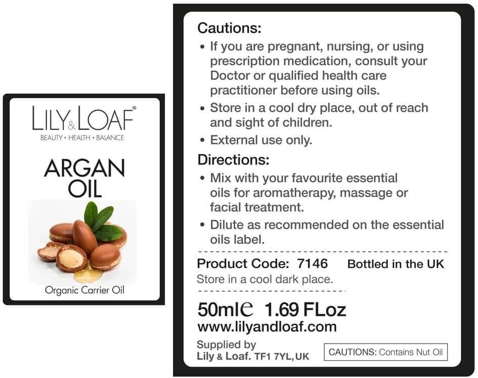 Lily & Loaf Argan Organic Carrier Oil | 100% Pure & Natural | 100Ml