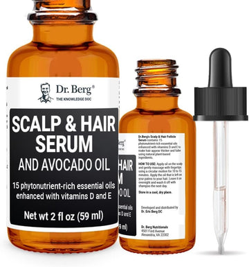 Dr Berg's (All In One) Hair Growth Serum w/Jojoba Oil & Castor Oil For Fuller Thicker Hair | Contains 13 Plant-Based All Natural Hair Growth Oils | Added Vitamin E & D for Enhancement | 2 fl oz