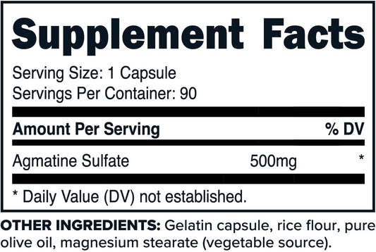 Primaforce Agmatine Sulfate 500mg, 90 Capsules - Non-GMO, Gluten Free