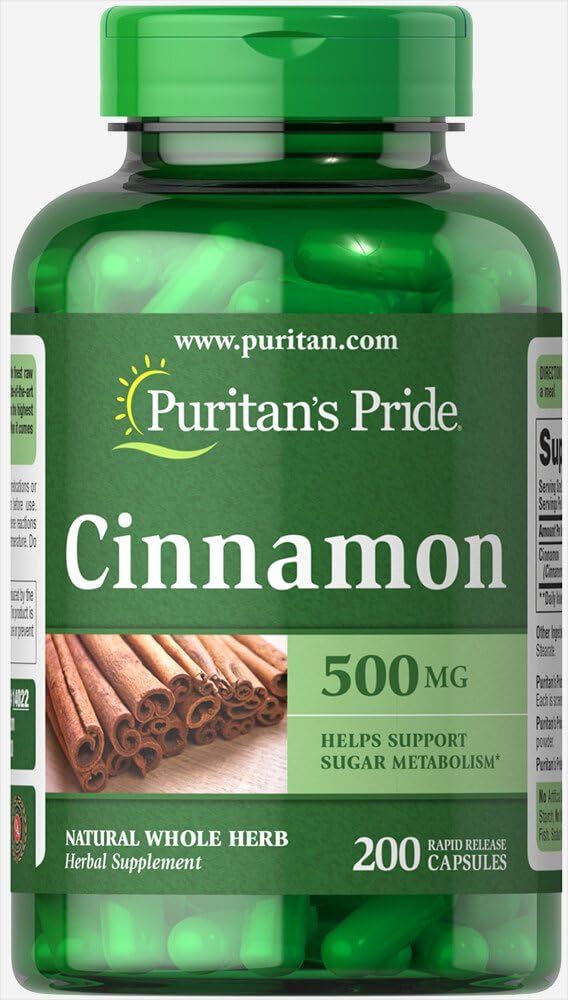 Puritan's Pride Cinnamon 500 mg Capsules, 200 Count : Health & Household