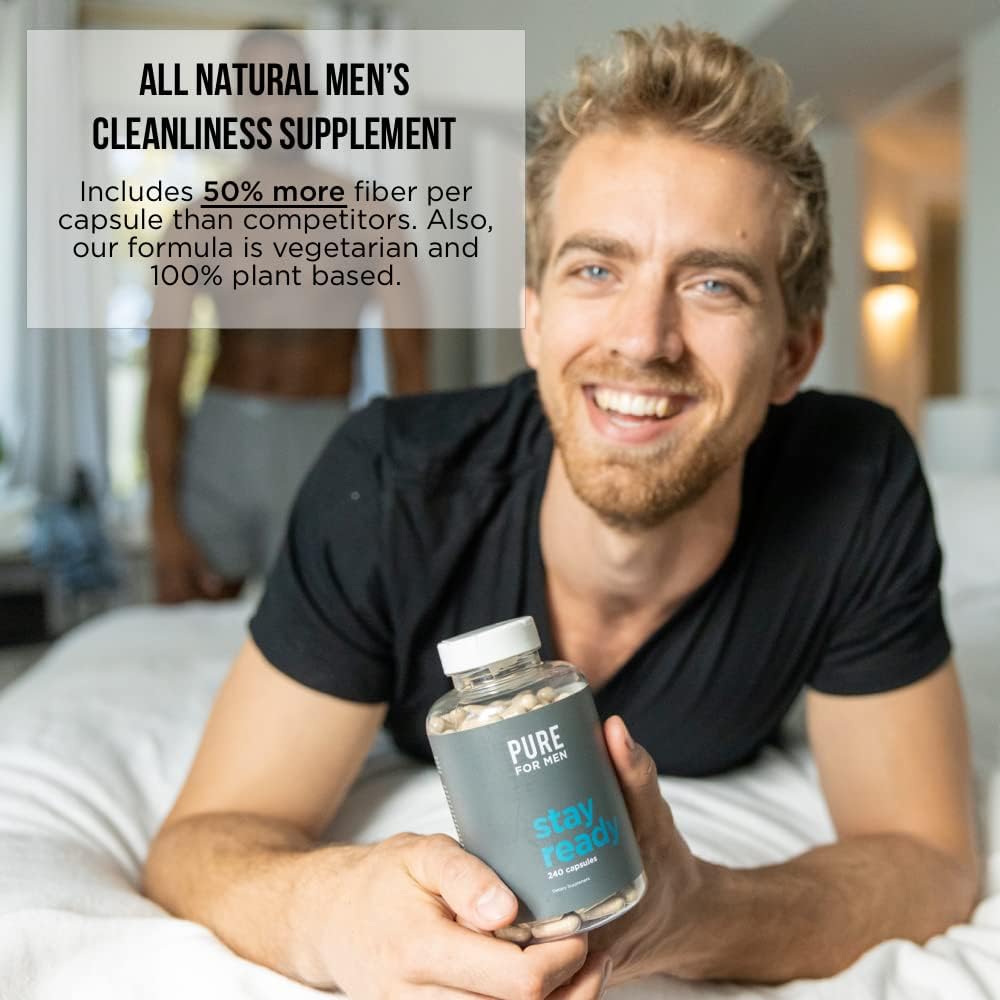 Pure for Men Original Vegan Cleanliness Fiber Supplement 120 Capsules, Bum Balm, 3.8 oz | Eco Friendly Raw Lotion for Men : Health & Household