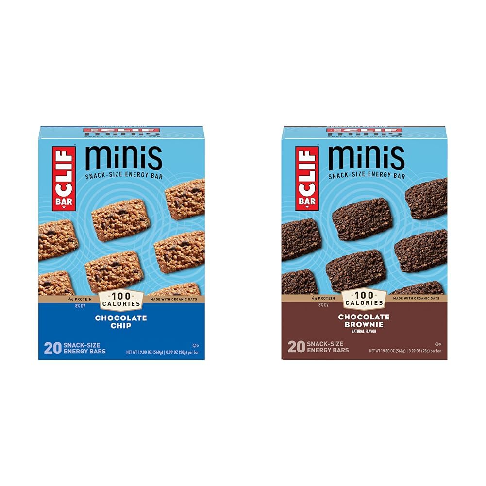 Clif Bar Minis Chocolate Chip & Brownie Flavor Organic Oats Energy Bars 0.99 oz. 20 Pack & 20 Pack Case : Health & Household