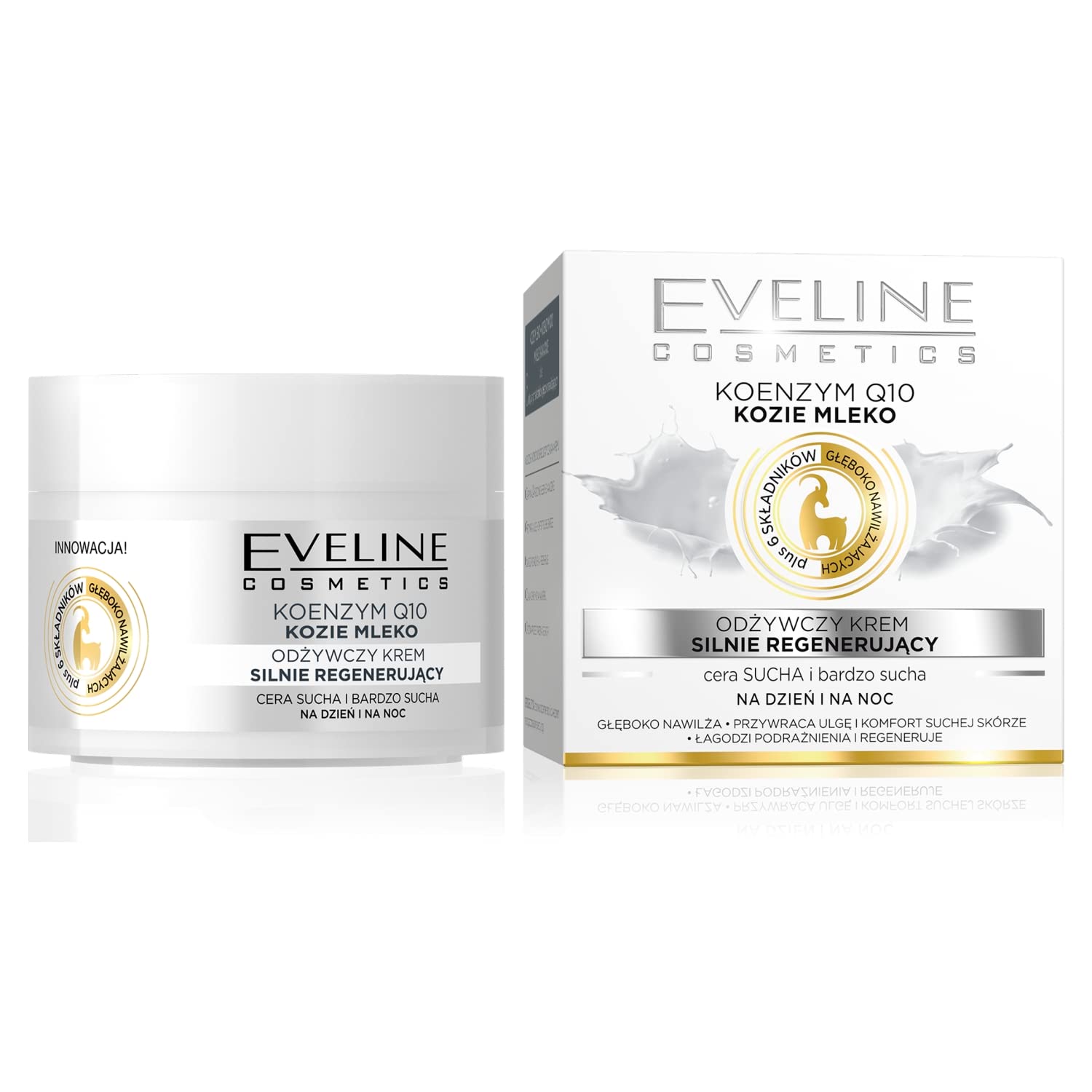Eveline Cosmetics Nature Line Goats Milk Intensely Regenerating And Nourishing Day And Night Cream M, Reduce Wrinkles, Fine Lines, Even Skin Tone, Age Spots, Sun Spots With Coenzyme Q10 And Goats Milk : Beauty & Personal Care