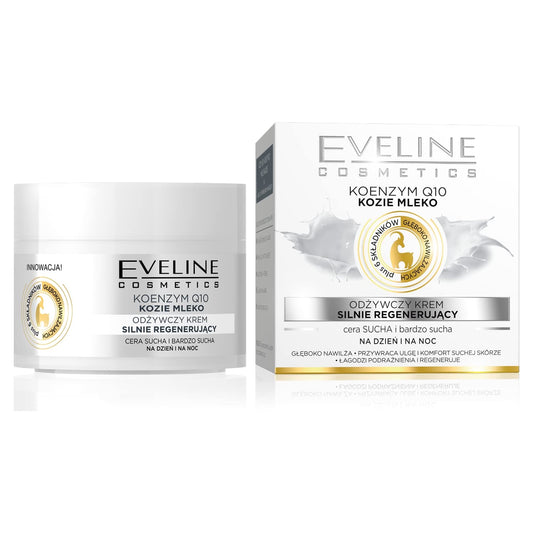 Eveline Cosmetics Nature Line Goats Milk Intensely Regenerating And Nourishing Day And Night Cream M, Reduce Wrinkles, Fine Lines, Even Skin Tone, Age Spots, Sun Spots With Coenzyme Q10 And Goats Milk : Beauty & Personal Care