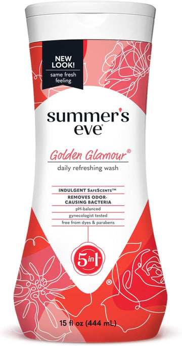 Summer'S Eve Golden Glamour Daily Refreshing All Over Feminine Body Wash, Removes Odor, Feminine Wash Ph Balanced, 15 Fl Oz