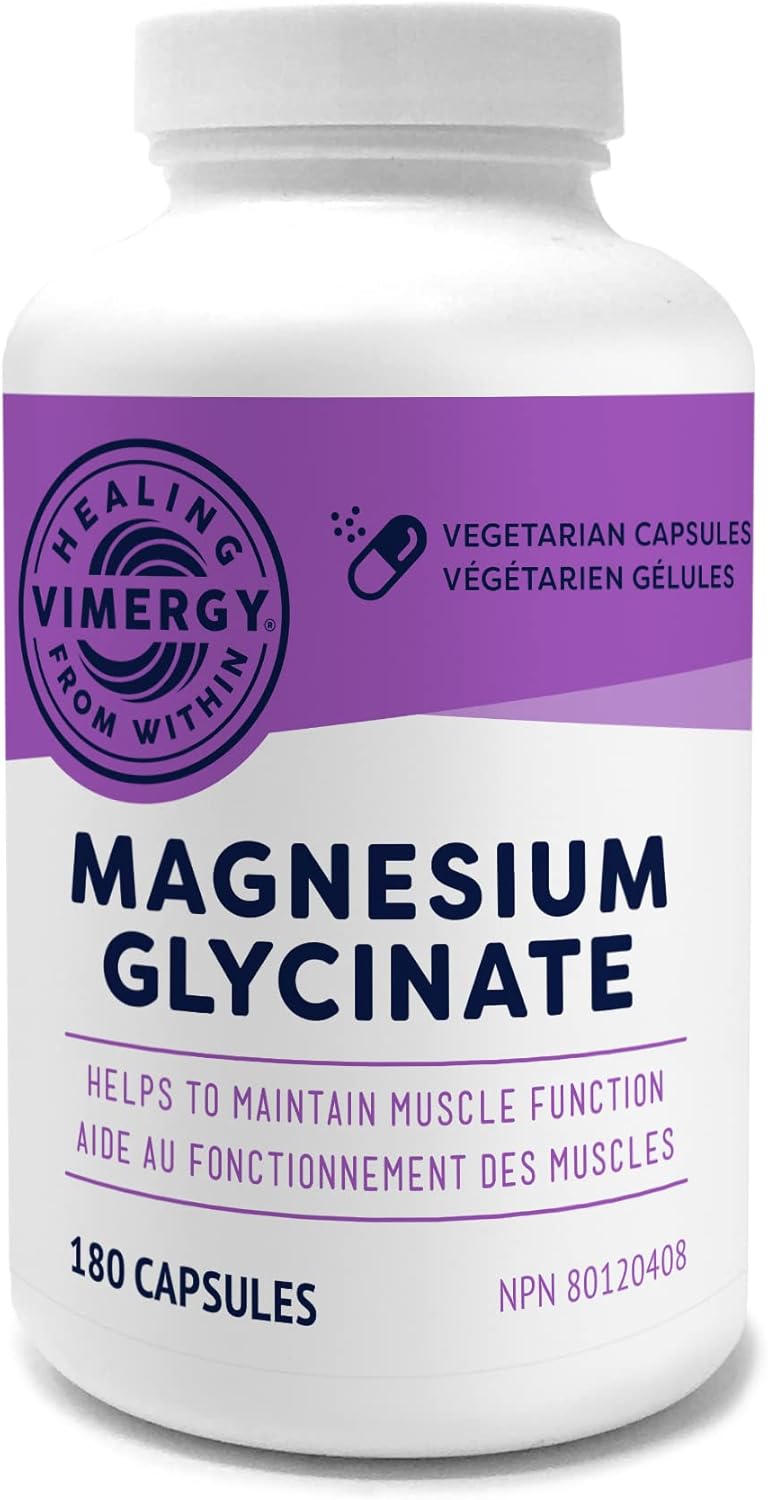 Vimergy Magnesium Glycinate, 90 Servings – with Turmeric & Ginger - Promotes Relaxation & Sleep – Supports Bone, Muscle & Heart Health - Gluten-Free, Kosher, Vegan & Paleo Friendly, Capsule : Health & Household