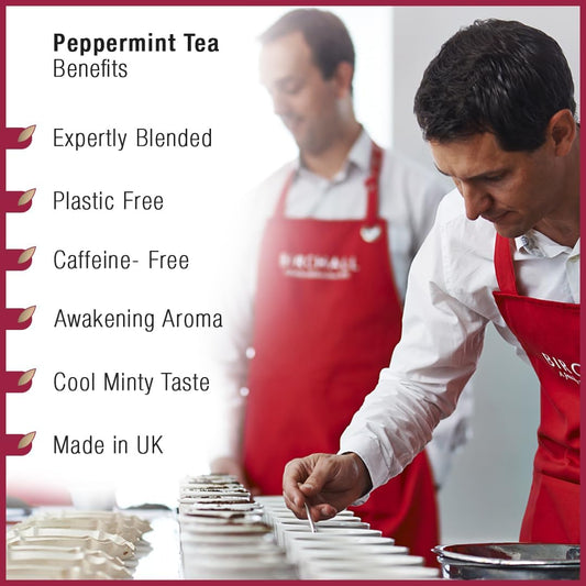 Birchall Tea Bags, Peppermint Tea Gift Set, Caffeine Free Tea Bursting With Full Flavour, Perfect Vegan Gifts, 25 Enveloped Plant-Based Tea Bags