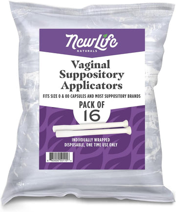 Newlife Naturals Disposable Plastic Vaginal Suppository Applicators - Fits Most Boric Acid Suppositories, Pills, Tablets, And Size 0 And 00 Capsules - Ph Balance And Feminine Health - Pack Of 16