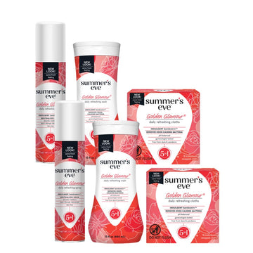 Summer'S Eve Golden Glamour Feminine Cleansing Variety Pack (Wash, Wipes, & Spray) (2 Of Each)