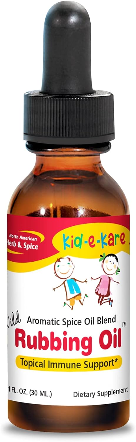 North American Herb & Spice Kid-e-kare Rubbing Oil - 1 fl. oz. - Comforting Spice Oil Blend - Topical Immune Support, Inflammation Support, Stress Support - Contains Wild Spices - Non-GMO