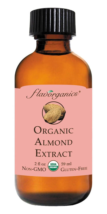 Flavorganics Organic Almond Extract, 2 Ounces Glass Bottle