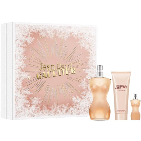 Jean Paul Gaultier Classique 3 Piece Set For Women (3.4 Ounce Eau De Toilette Spray + 2.5 Ounce Body Lotion + 0.2 Ounce Eau De Toilette Spray Mini) : Beauty & Personal Care