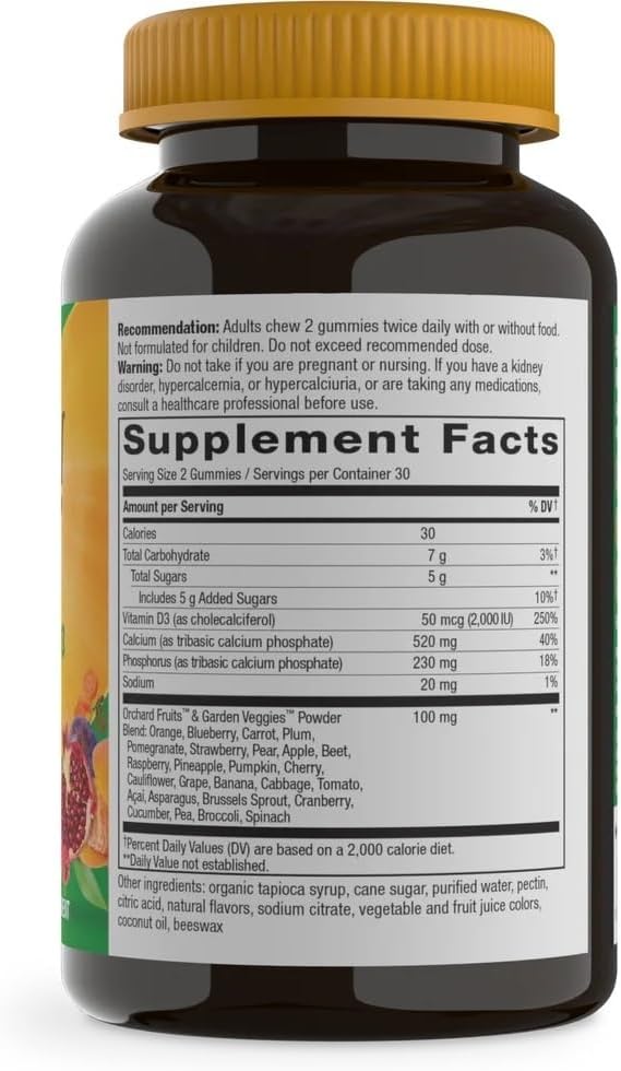 Nature's Way Alive! Daily Calcium & Vitamin D3 Gummies, Bone Support*, Immune Support*, Strawberry and Raspberry- Lemonade Flavored, 60 Gummies (Packaging May Vary) : Health & Household