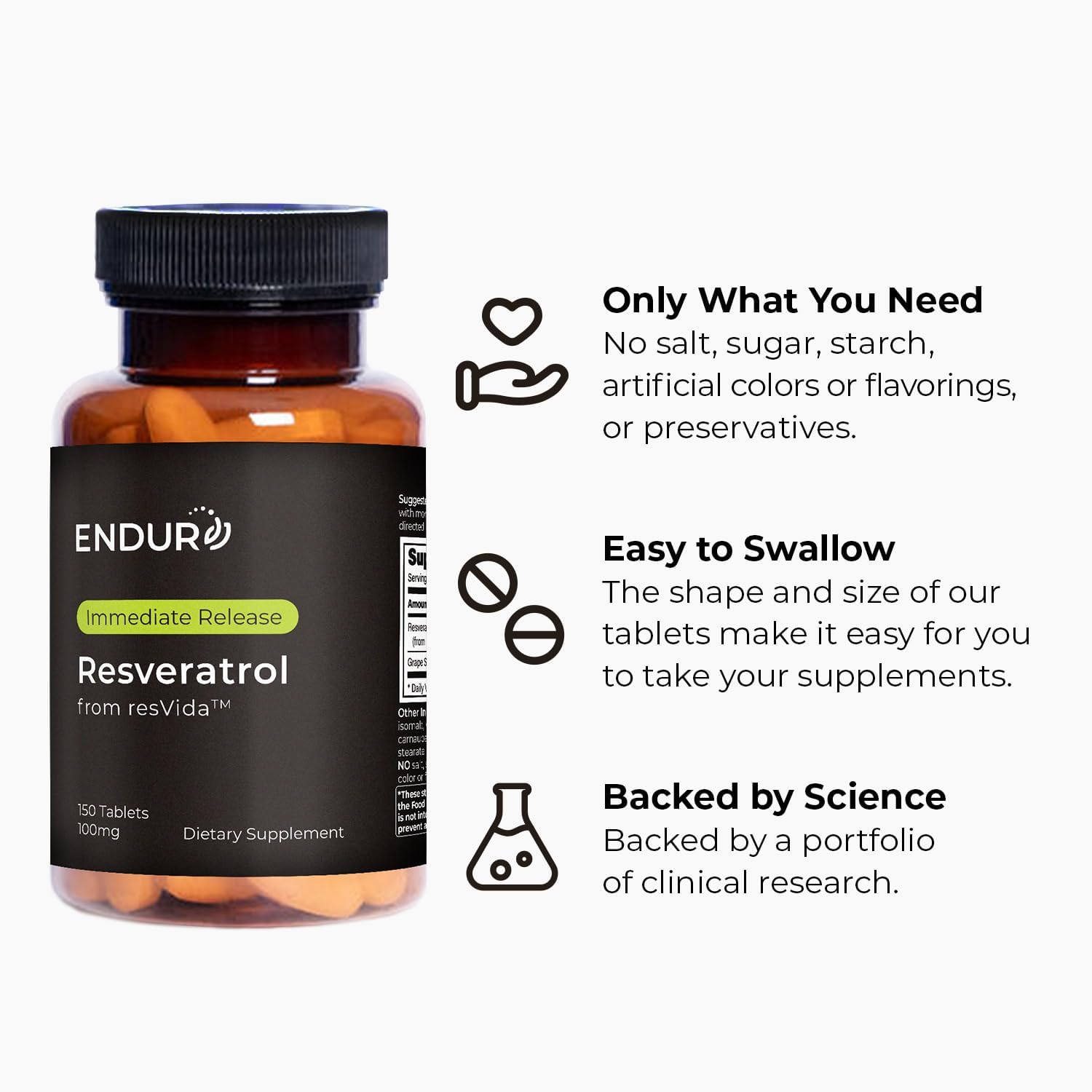 Endurance Products Resveratrol Supplement – Grape Skin Extract - 100Mg Trans-Resveratrol Antioxidant - 150 Tablets - Promotes Anti-Aging & Cardiovascular Support Company : Health & Household