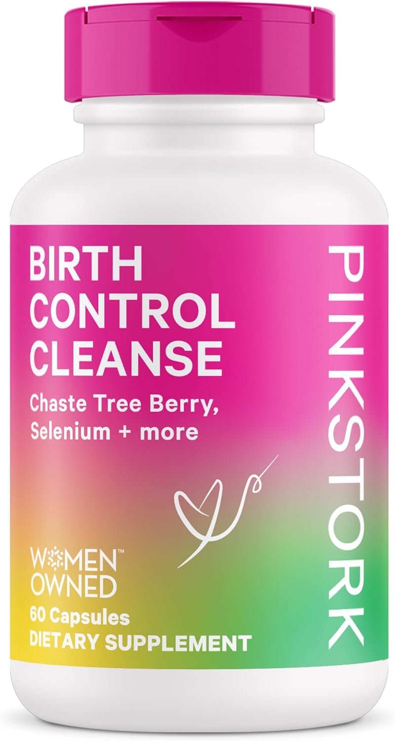 Pink Stork Birth Control Cleanse To Support Hormone Balance, With Chaste Tree Berry (Vitex), Magnesium, And Selenium, Period Support For Conception, Fertility Supplements For Women - 60 Capsules
