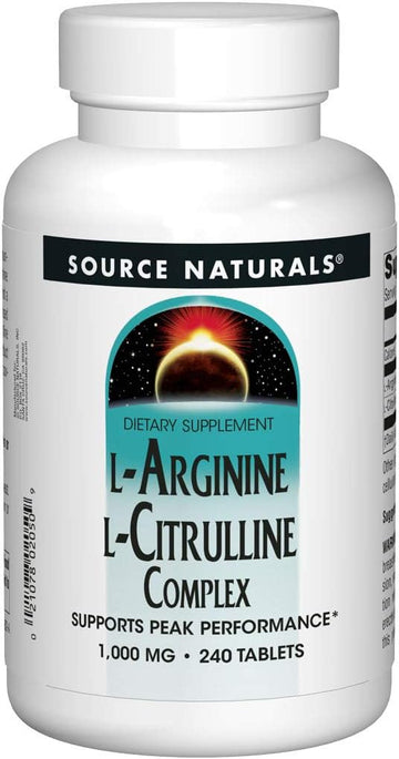 Source Naturals L-Arginine L-Citrulline Complex, Essential Amino Acid Supplement, Supports Peak Performance* 1,000 Mg - 240 Tablets