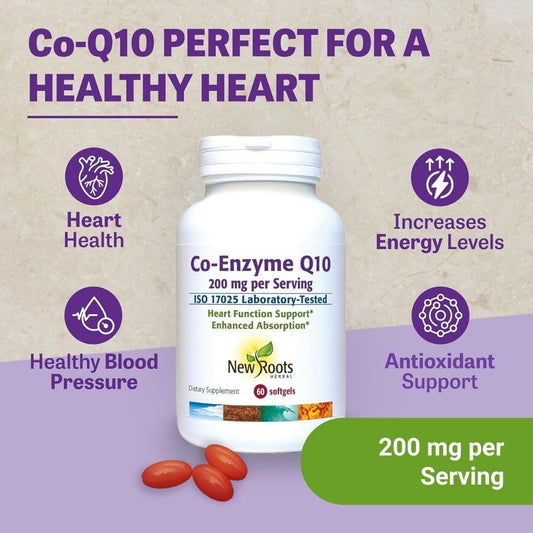 New Roots Coenzyme Q10 (Coq10) 200 Mg Per Serving -60 Softgels | Heart Health & Energy Support | Naturopathic Doctor Formulated | 30-Day Supply | Made With Natural Fermentation