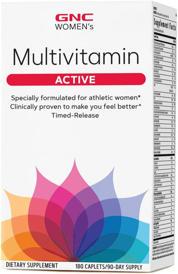 Gnc Women'S Active Multivitamin | Supports An Active Lifestyle | 30+ Nutrient Formula | Promotes Bone & Joint Health, Helps Energy Production | Clinically Studied Daily Vitamin | 180 Caplets