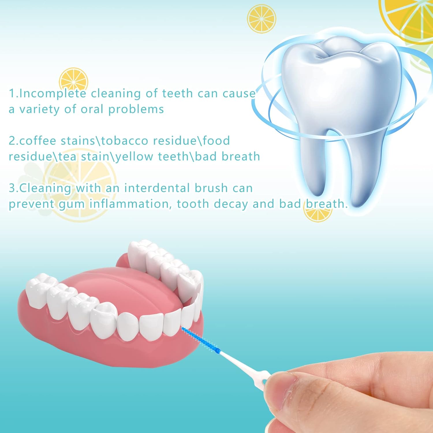 Rayito 350 Pieces Interdental Brushes, Silicone Dental Brushes 2-In-1 Blue Tooth Floss Picks Teeth Floss Sticks Dental Toothpicks Cleaning Tool For Braces Oral Cleaning(Blue)