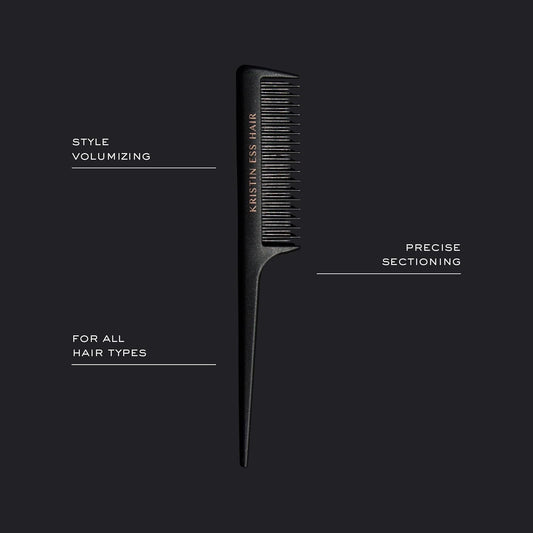 Kristin Ess Tail Comb - Hair Styling Tool For Volume + Height - Detangle, Smooth + Increase Shine - For All Hair Types & Salons
