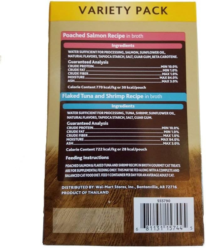 Pure Balance Gourmet Cat Treats Variety Pack Poached Salmon Flaked Tuna And Shrimp Recipe : Pet Supplies