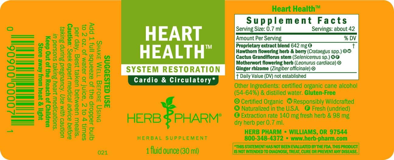 Herb Pharm Heart Health Liquid Herbal Formula with Hawthorn for Cardiovascular System Support - 1 Ounce (FCACT01) : Health & Household