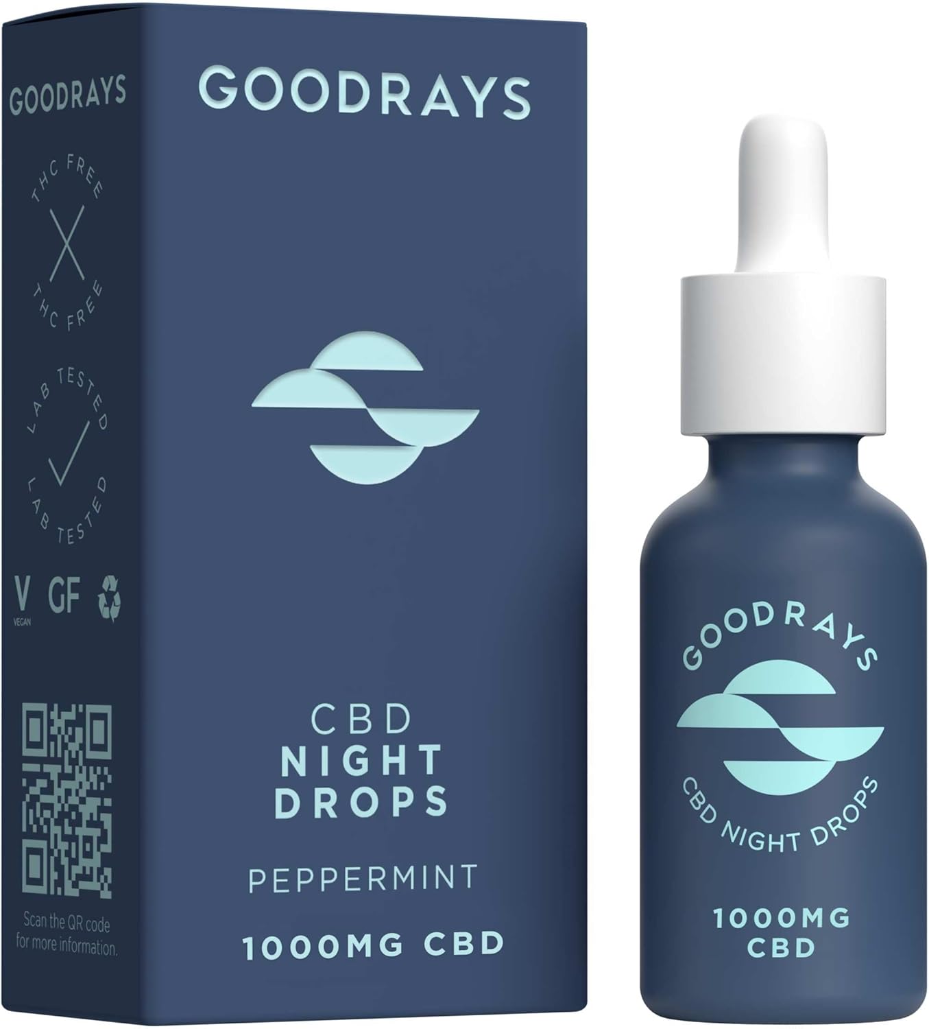 Goodrays, 1000Mg High Strength Cbd Oil Drops For Sleep, Peppermint Cannabidiol Night Drops, Improves Sleep, Stress Relief, Vegan, Gluten Free, 100% Natural, Night-Time Use