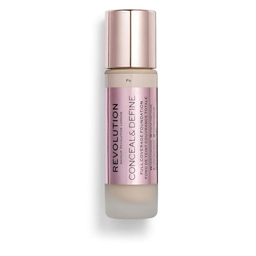 Makeup Revolution Conceal & Define Foundation, Cream Foundation Makeup, Full Coverage, For Light Skin Tones, Vegan & Cruelty-Free, F4, 23Ml