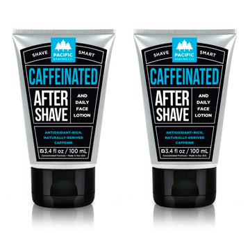 Pacific Shaving Company Caffeinated Aftershave, Men'S Grooming Product - Antioxidant Daily Face Lotion + After Shave - Soothing Aloe & Spearmint Post Shave Balm For Sensitive Skin (3.4 Fl Oz, 2 Pack)