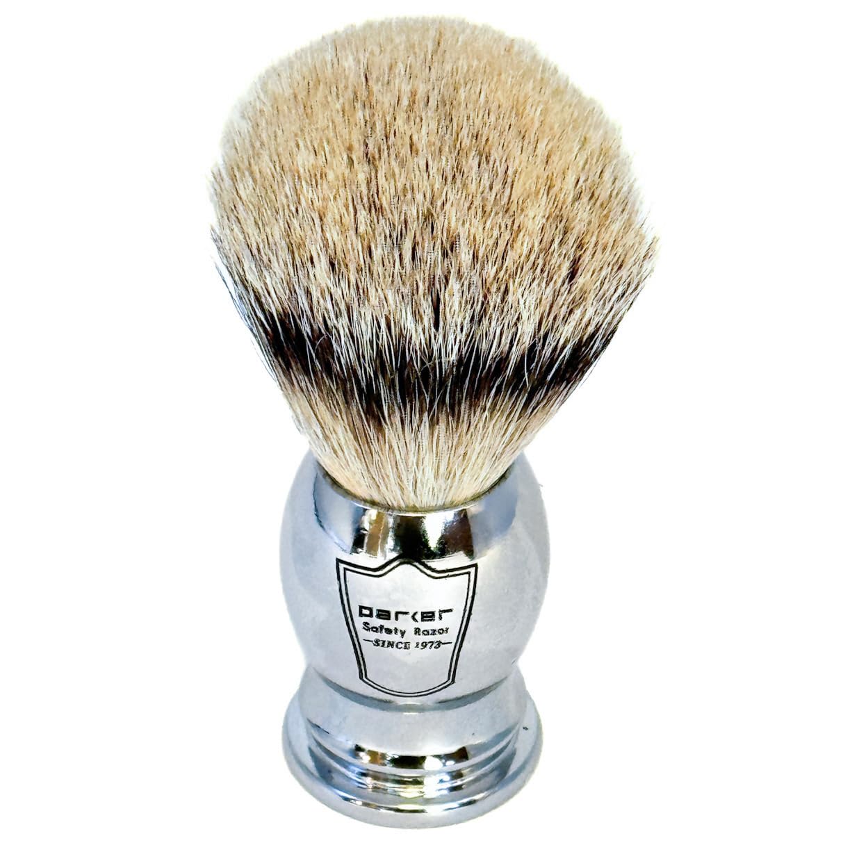 Parker 100% Silvertip Badger Shaving Brush – Chrome Handle & Stand – Premium 3-Band Badger Bristles For Smooth, Luxurious Lather